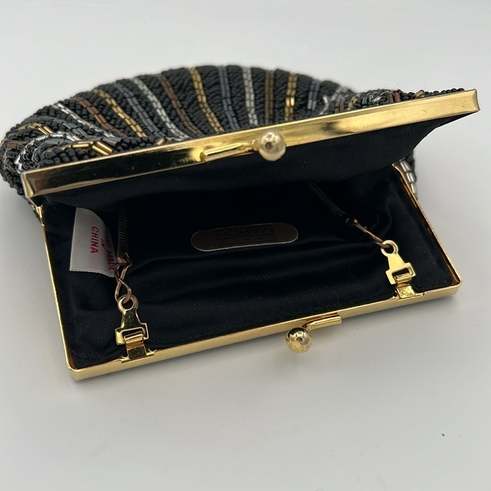 Carla Marchi beaded crossbody mini cocktail purse clutch with kiss lock closure - Picture 3 of 10